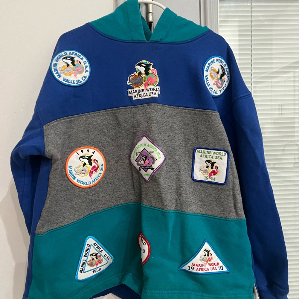 Colorful Kids Hoodie with Patches Vintage Sweater Talbots Kids Large Kids